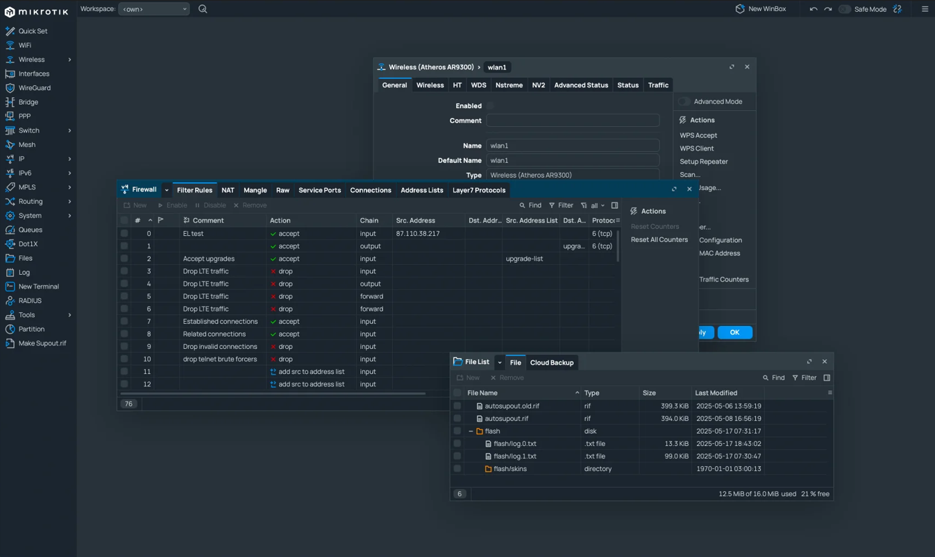 Panel de control MikroTik RouterOS